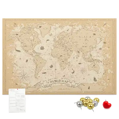 Nástěnka do dětského pokoje Mapa světa ve vintage stylu