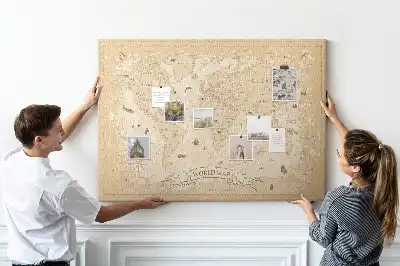 Nástěnka do dětského pokoje Mapa světa ve vintage stylu