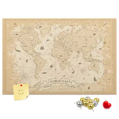 Nástěnka do dětského pokoje Mapa světa ve vintage stylu