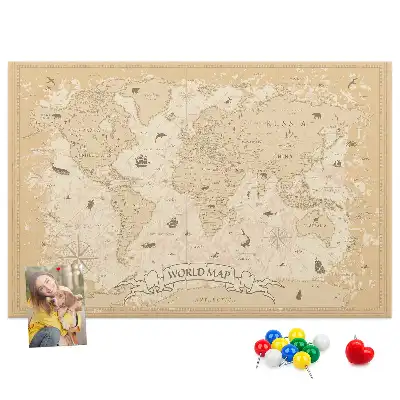 Nástěnka do dětského pokoje Mapa světa ve vintage stylu