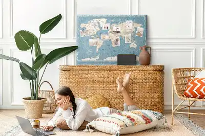 Nástěnka korková Mapa světa ve vintage stylu
