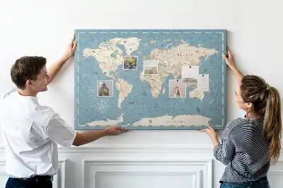 Nástěnka korková Mapa světa ve vintage stylu