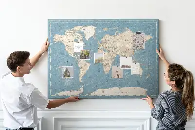 Nástěnka korková Mapa světa ve vintage stylu