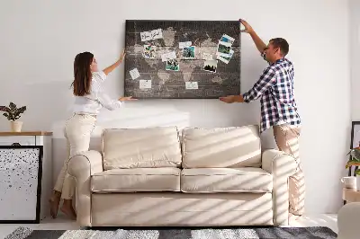 Nástěnka korková Mapa světa na dřevě