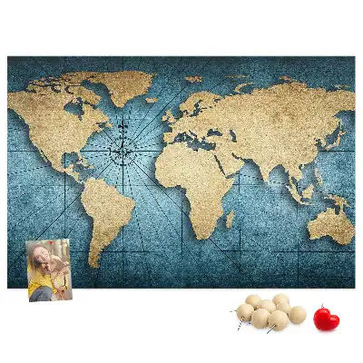 Nástěnka korková 3D mapa světa