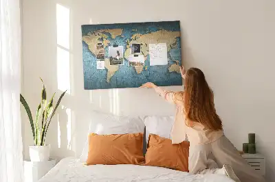 Nástěnka korková 3D mapa světa