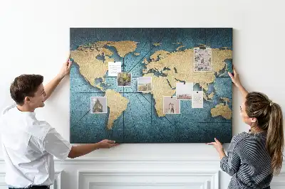 Nástěnka korková 3D mapa světa