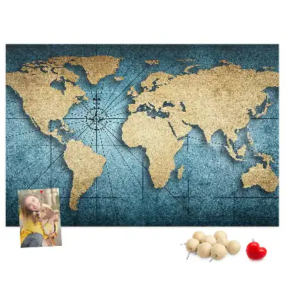 Nástěnka korková 3D mapa světa