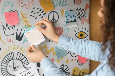 Nástěnka korková s motivem lineárních minimalistických kreseb