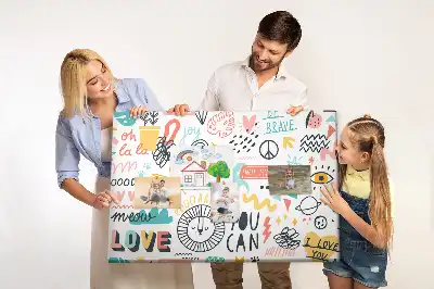 Nástěnka korková s motivem lineárních minimalistických kreseb