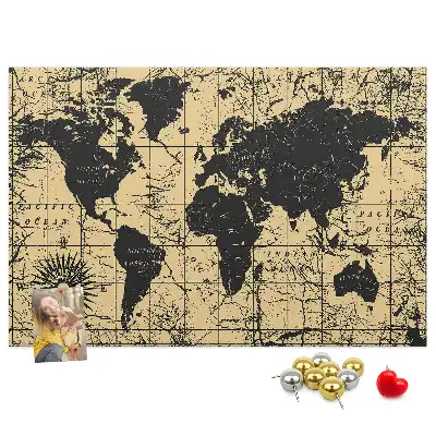 Nástěnka korková Mapa světa ve vintage stylu