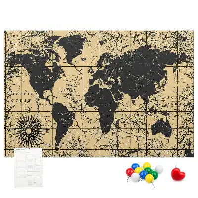 Nástěnka korková Mapa světa ve vintage stylu