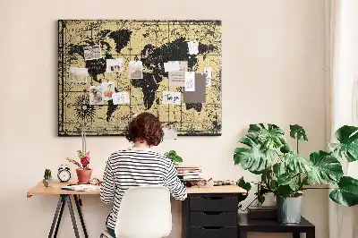 Nástěnka korková Mapa světa ve vintage stylu