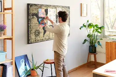 Nástěnka korková Mapa světa ve vintage stylu