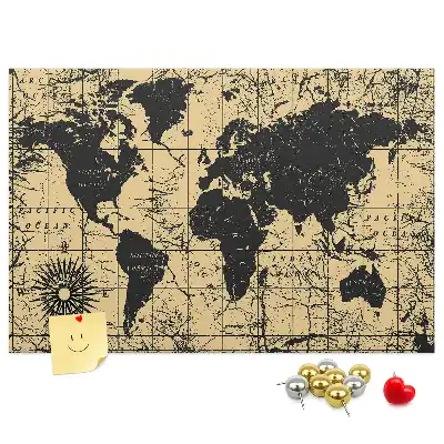 Nástěnka korková Mapa světa ve vintage stylu