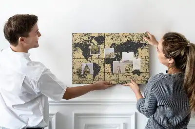 Nástěnka korková Mapa světa ve vintage stylu