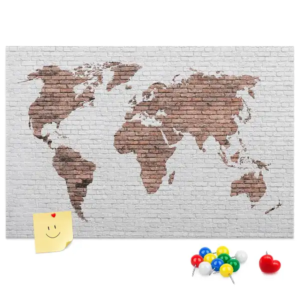 Korková tabule Mapa světa z cihel