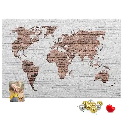 Korková tabule Mapa světa z cihel