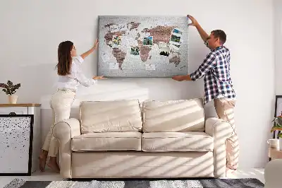 Korková tabule Mapa světa z cihel