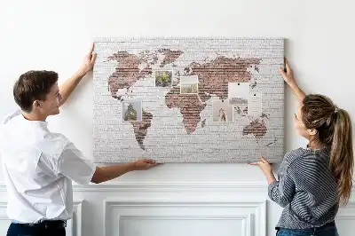 Korková tabule Mapa světa z cihel