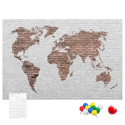 Korková tabule Mapa světa z cihel