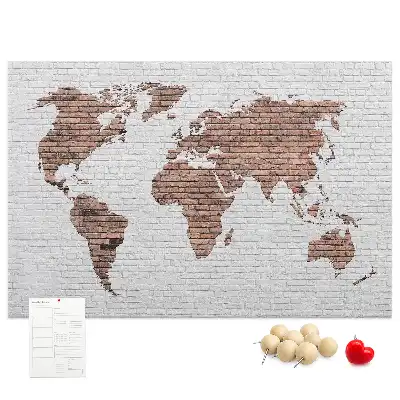 Korková tabule Mapa světa z cihel