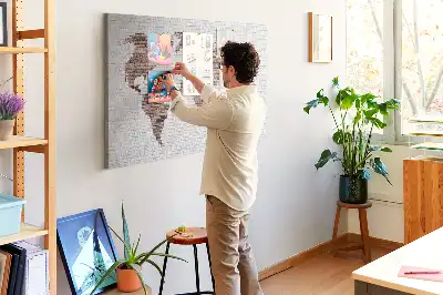Korková tabule Mapa světa z cihel