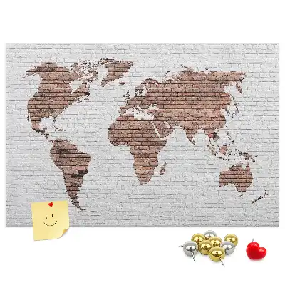 Korková tabule Mapa světa z cihel