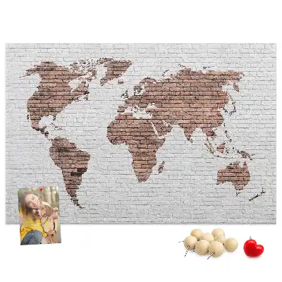 Korková tabule Mapa světa z cihel