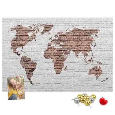 Korková tabule Mapa světa z cihel
