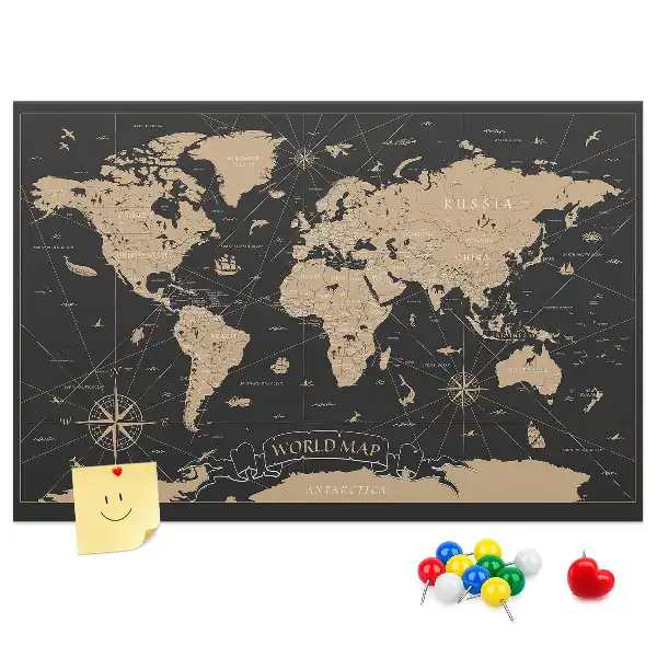 Nástěnka do dětského pokoje Mapa světa ve vintage stylu