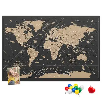 Nástěnka do dětského pokoje Stylová mapa světa retro