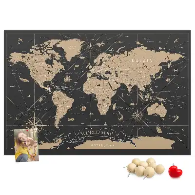 Nástěnka do dětského pokoje Mapa světa ve vintage stylu