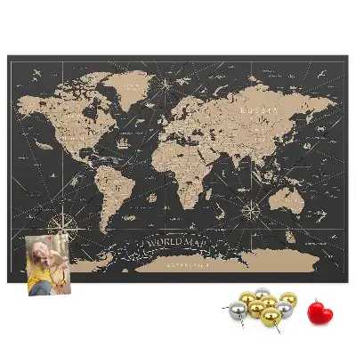 Nástěnka do dětského pokoje Stylová mapa světa retro