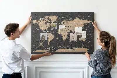 Nástěnka do dětského pokoje Stylová mapa světa retro