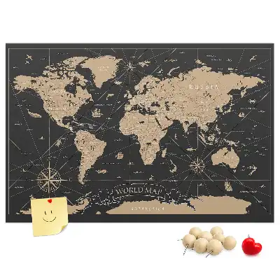 Nástěnka do dětského pokoje Mapa světa ve vintage stylu
