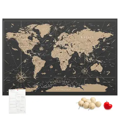 Nástěnka do dětského pokoje Stylová mapa světa retro