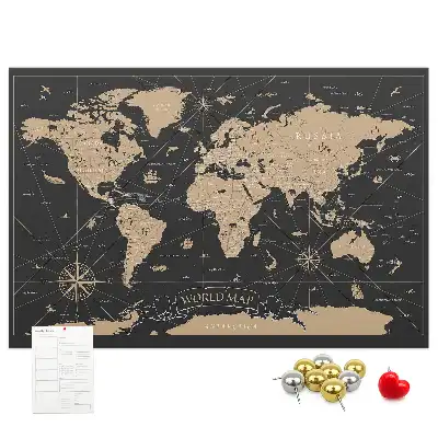 Nástěnka do dětského pokoje Mapa světa ve vintage stylu