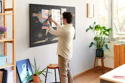 Nástěnka do dětského pokoje Stylová mapa světa retro