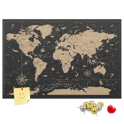 Nástěnka do dětského pokoje Stylová mapa světa retro