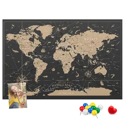 Nástěnka do dětského pokoje Stylová mapa světa retro