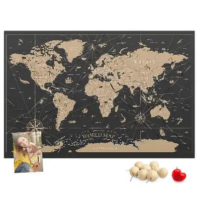 Nástěnka do dětského pokoje Stylová mapa světa retro