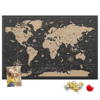 Nástěnka do dětského pokoje Stylová mapa světa retro