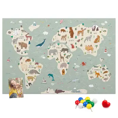 Korková nástěnka Zvířecí mapa světa