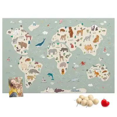 Korková nástěnka Zvířecí mapa světa