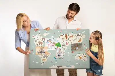 Korková nástěnka Zvířecí mapa světa