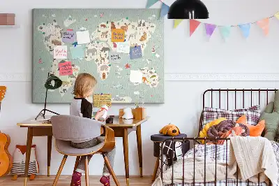 Korková nástěnka Zvířecí mapa světa