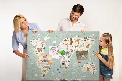 Korková nástěnka Zvířecí mapa světa