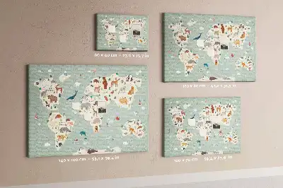 Korková nástěnka Zvířecí mapa světa