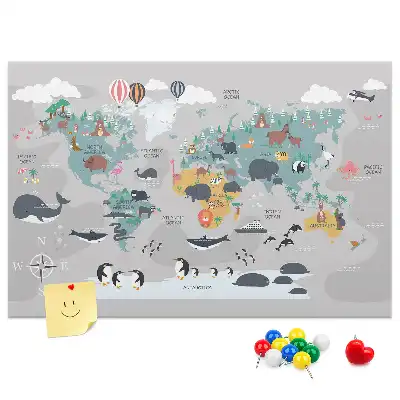 Nástěnka do dětského pokoje Kreslená mapa